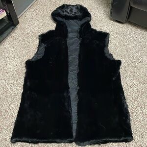100% real fur long hooded vest